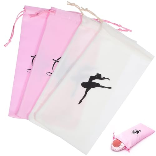 PACKOVE 4 pezzi da donna e ragazza per riporre borse da balletto con coulisse, scarpe in pizzo, come mostrato nell'immagine., 26.50X13.50X0.50CM, Cartella portadocumenti