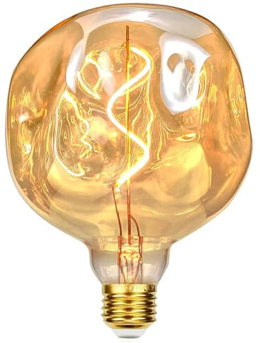 KANQIAO Bombilla Edison Vintage E27, E27 LED Vintage Regulable 3W Lámpara LED Retro Bombilla Decorativa Antigua Ideal para Nostalgia y Iluminación Retro en el Hogar Café Bar - G125 - Ámbar