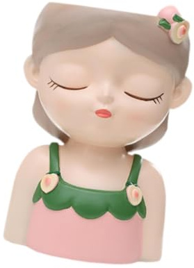 perfk Fioriera Vaso da Fiori Decorazioni per La Casa Decorazione da Tavolo Statua Vaso per Piante da Interno Busto Vaso per Aiuola Balcone Cucina di Casa, Rosa 13x11,5x18 cm