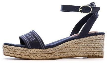 Sandalias Tommy Espadrille Mid Wedge Mujer Azul 39