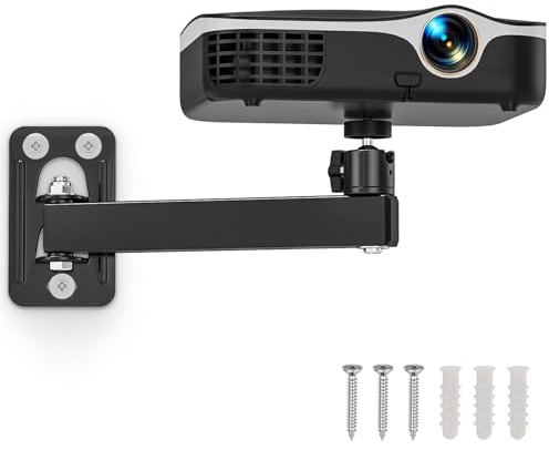BAISHUN Projector Stand, Wall and Mini Ceiling Mount with 1/4-Inch Thread, 360-degree Rotation, Adjustable Tilt & Swivel, Foldable, Easy Setup Compatible with Most Projectors for Home, Office