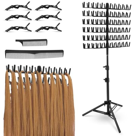 HuuppHip Braiding Hair Rack,Hair Extension Holder with 144 Pegs,Adjustable Height Braiding Rack & Wig Storage Stand,Double Sided Salon Tool for Salon Home Use