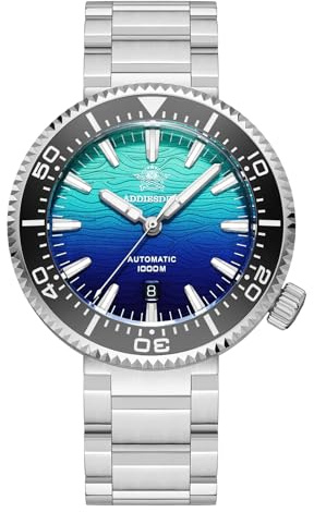 ADDIESDIVE Montre de Plongée Homme Étanche 1000m Valve d'échappement Mouvement Automatique 8215 Cadran Céramique Lumineux Verre Saphir Foncé Échelle Dégradée Montres AD2526