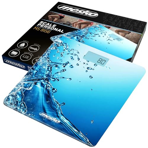 Mesko MS8156 Balance Pese Personne Numérique Haute Précision, Design en Verre Exclusif, Écran LCD, jusqu'à 150Kg, Plateforme en Verre Trempé Décoratif pour Salle de Bain, Arrêt Automatique