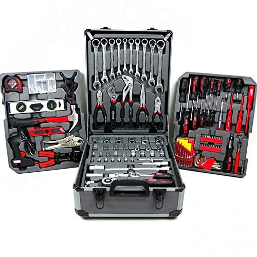 GrecoShop SET CASSETTA ATTREZZI CHIAVI A TROLLEY COMPLETA DI 186 PEZZI PROFESSIONAL