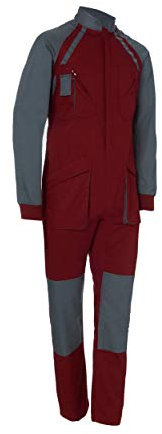 Mono de Trabajo de Hombre de Manga Larga. Ambientes Fríos e Invierno. 44-46 Granate Gris. Multibolsillos. Cremallera Oculta. Cómodo y Resistente con Costuras Dobles. Ref: 1128