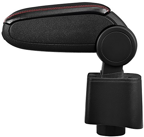 LP Trade Accoudoir Central Polo 5 V 6R 6C | Accessoire Console de Rangement et Repose-bras avec Compartiment Organiseur | Pièce Détachée d'Intérieur de Voiture | Simili Cuir Noir - Couture Rouge