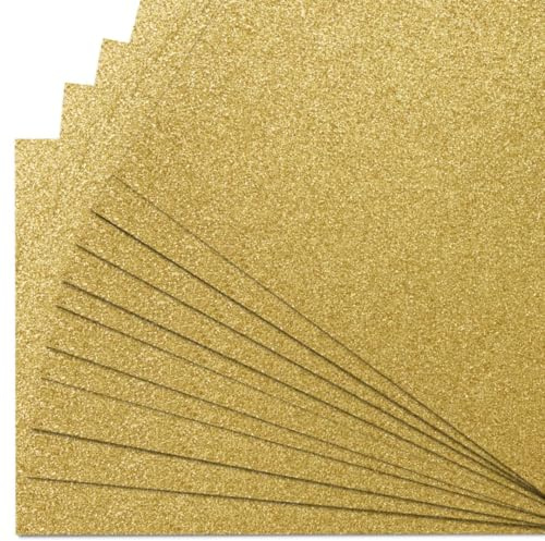 Springboard A4 Gold Glitter Card Sheets - 10-Pack 290gsm Non Shed Glitter Cardstock for Card Making - Compatible w/Die-Cutting Machines - Sparkly Craft Supplies