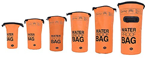DonDon Dry Bag wasserdichte Tasche 2l, 5l, 10l, 15l, 20l, 30l Pack-Sack Beutel mit Schultergurt - orange 10 Liter