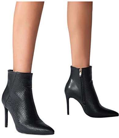 Binggong Stiefeletten Damen mit spitzem Reißverschluss kurze Stiefel Kunstlederstiefel, Damen Stiletto High Heels Stiefeletten mit Pfennigabsatz Halbstiefel Klassische Ankle Boots