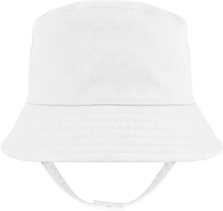Baby Togs Baby Sun Hat with Chin Strap, Cotton, White, 18-24 Months