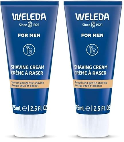 WELEDA Bio FOR MEN Rasiercreme, Naturkosmetik Rasierschaum für die Pflege und den Schutz der Haut bei Nassrasuren, sanfter Schaum für eine schonende Rasur für Männer (1 x 75 ml) (Packung mit 2)