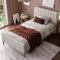 Polsterbett Einzelbett 90 x 200 cm, Bett mit Lattenrost und Bettgestell, Stauraumbett Jugendbett mit Verstellbares Kopfteil und Rückenlehne, für Schlafzimmer Gästezimmer-Leinenmaterial, Ohne Matratze