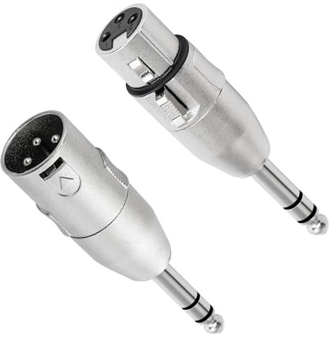 Togconn 1/4 tum TRS till XLR-adapter 2-pack – han- och hona-XLR-kontakter, 6,35 mm TRS hanadapter