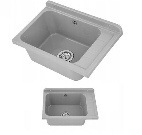 Ausgussbecken Waschbecken Spülbecken Waschtrog draußen Garten Garage Keller Waschraum Waschküche Werkstatt (Grau)