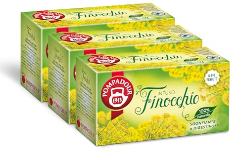 Pompadour, Infuso Finocchio, 60 Filtri (3 Confezioni da 20 Filtri), Aromatico e Digestivo, Certificato RFA, Ideale anche come Dopo-Pasto, 100% Naturale, Senza Lattosio, Glutine e Allergeni, Vegan