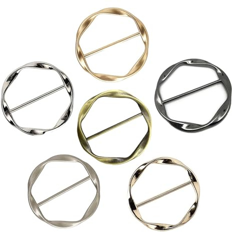 6PCS Scarf Ring Clip Metal T-shirt Clip, Silk Scarf Ring T-shirt Tie Clips, Clothing Corner Knot Button, Metal Circular Clips Fashionable Multifunctional