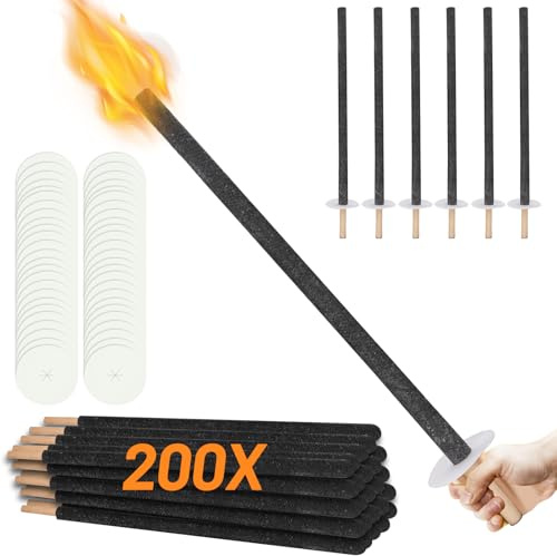 Gimisgu 200 x fackla, 72 cm fackla, brinntid 90–100 minuter, med droppskål, lämplig för vandring, lägerbrandfest, utomhusaktiviteter, barnfacklor, trädgårdsfacklor, utomhusdekoration