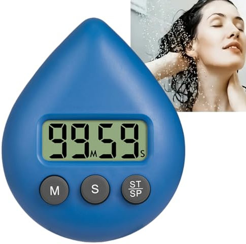 Digital Waterproof Timer for Shower, Kitchen, Cooking and Toothbrush - Magnetic Blue Energy-Saver Tool