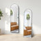 Weare Home Specchio da Terra ad Arco, 150 x 40 cm, Grande specchio da appoggio con cornice in alluminio, Appenso o appoggiato alla parete, Specchio in piedi per Soggiorno, Camera da letto(Nero)