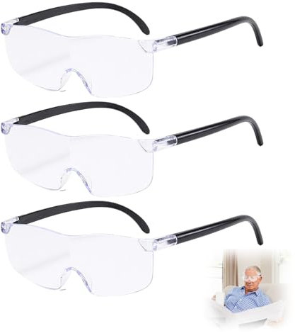 Lupenbrille,Leselupe,3 Stück 300% 500% 800% Vergrößerungsbrille,Lupenbrille für Brillenträger,Tragbare Leselupe für Senioren Naharbeit Anti Blaulicht für Nähen Handwerk Lesen Reparatur brillenlupe