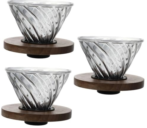 Angoily 3 Piezas embudo maquina de cafe cuello de cisne cesta verter descafeinado cafetera portátil cafeteras portatiles casa colador de café filtro de cafetera reutilizable Vidrio Black