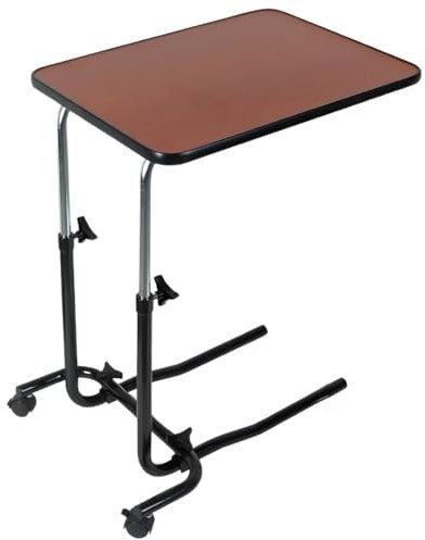 Eazy Overbed/Chair Table Divan – Height Adjustable Tilting Table with 2 Wheels | Bedside or Armchair Table for Eating, Reading, Laptop Use | Hospital Style Tray Table for Home, Bedroom & Living Room