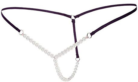 Shffuw Damen Sexy Unterwäsche Tanga String G-String Thong T-Hose Slip Niedrige Taille Perlen Perlenstring Spitze Transparent Ouvert Offener Schritt Offener Schnitt Schmetterling Massage Mesh Tüll