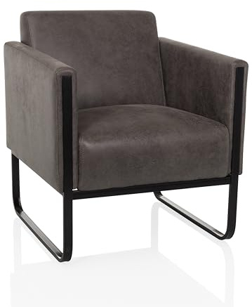 hjh OFFICE Fauteuil Lounge 1 Place Aruba Retro, canapé Lounge Moderne au Design Tendance, Assise rembourrée, revêtement en Cuir synthétique Facile d'entretien, Gris