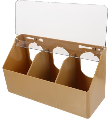 UTHCLO Mangeoire Suspendue pour Pigeons Multifonctionnelle 3 Compartiments en Plastique Marron, Grand Format, pour Cage D’Oiseaux Extérieur, Accessoire pour Perruches et Perroquets