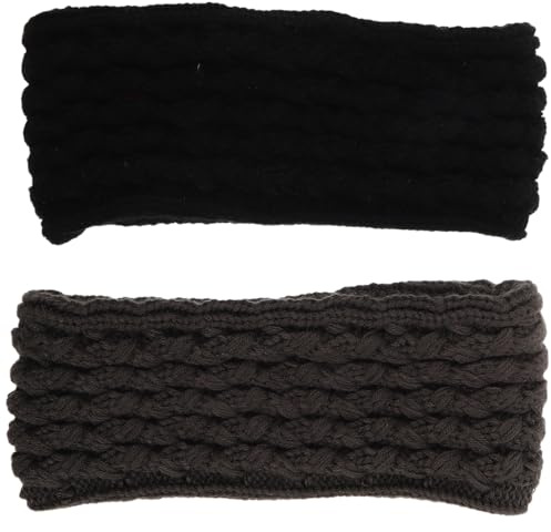 KOMBIUDA 2 diademas de invierno para calentar las orejas - Orejeras de punto trenzado para mujer - Accesorios cómodos para el frío para correr, esquiar y andar en bicicleta