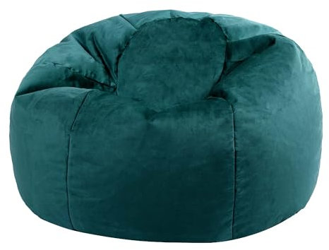 icon Kingston Velvet Bean Bag, Teal Green, Large Adult Bean Bag Chair with Filling Included, Accent Chair, Living Room, Living Room Furniture, Bedroom Furniture