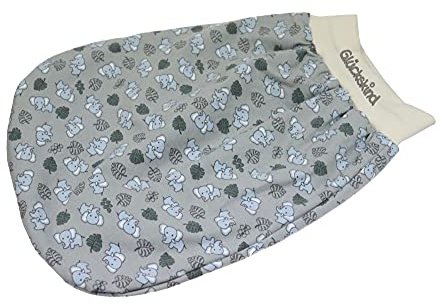 Schlafsack Elefant hellgrau Strampelsack Pucksack Sommerschlafsack für Babys mit Namen - personalisiertes Geschenk Babyschlafsack