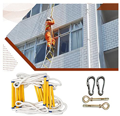 ZXCVBAS Safety Rope Ladder,Escape Ladders,Emergency Ladders,Fire Escape Ladder,Emergency Fire Escape Ladder,Flame Resistant Safety Rope Ladder – Fast To Deploy Easy To Use,3m/9.84ft