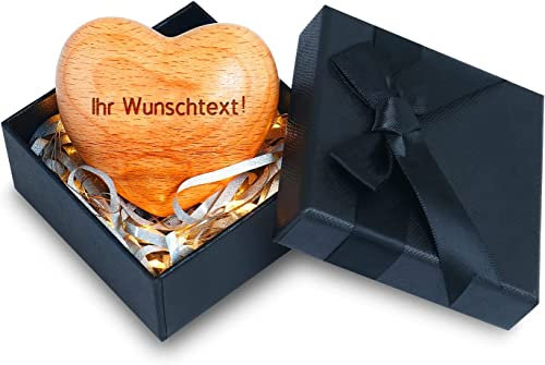 OXYEFEI Herz mit Gravur aus Zierholz,Sag´s mit Herz Handschmeichler Ich Bin Stolz auf Dich!Du Schaffst Das!Ideal als Geschenkidee und Glücksbringer Geschenk für Männer Freundin(Holzfarbe)