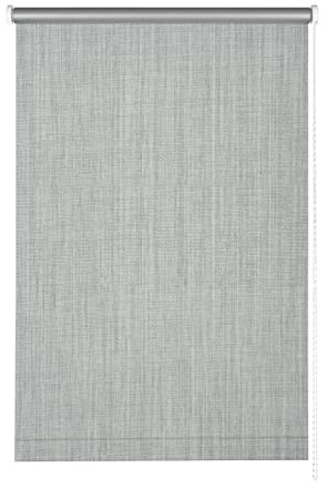 Gardinia Seitenzug-Rollo für Fenster, Mit Thermo-Rückseite, Hitzeschutz, Montage ohne Bohren, Energie sparen, Blickdicht, Lichtundurchlässig, Verdunkelung, Grau, 92 x 180 cm