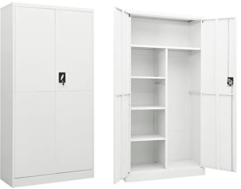 Gecheer Armario Taquilla Industrial con 4 Estantes, Blanco, Acero, 90x40x180 cm Modelo YHSLYD-335970ESYJXRXZY
