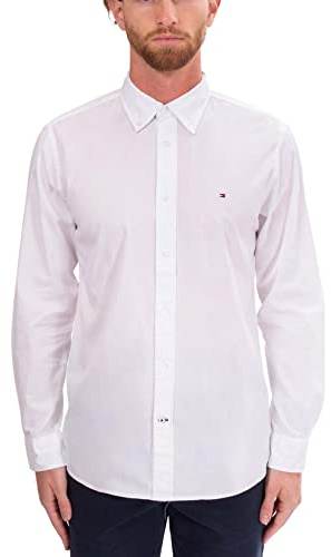 Tommy Hilfiger Camicia Uomo Core Flex Maniche Lunghe, Bianco (White), XL