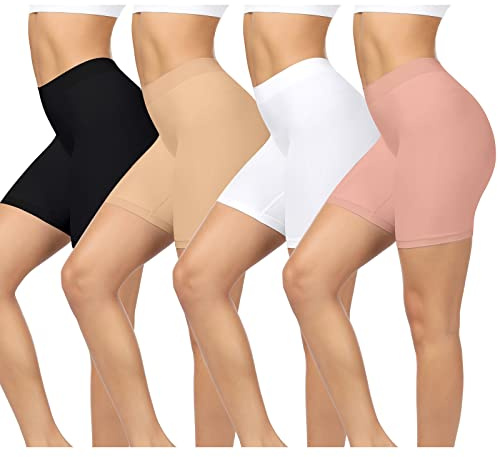 BESTENA 4 Pack Slip Shorts for Women Under Dress, Anti Chafing Seamless Smooth Boyshorts Panties Boxer Briefs for Women(BWNP X-Large)