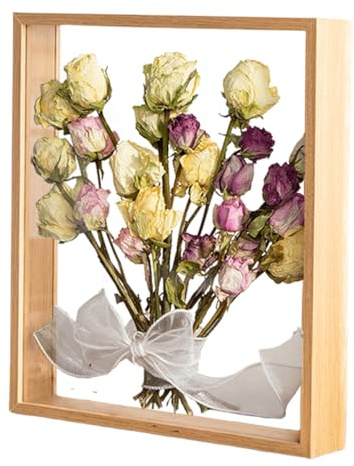 marysgift 3D Shadow Box 8x8inch, Shadow Box Frame, Deep Box Frame for Objects up to 3cm, Deep Picture Frame for Photos Artworks Memory Standing Craft Shadow Boxes Memory Display Case (Wood,8x8)