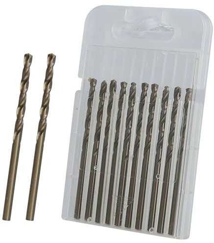 Juego de 10 brocas de cobalto HSS, 3 mm, M35, de alta velocidad, para acero inoxidable, metal duro, hierro fundido, cobre, aluminio, perforación precisa para materiales duros (3 mm x 63 mm)