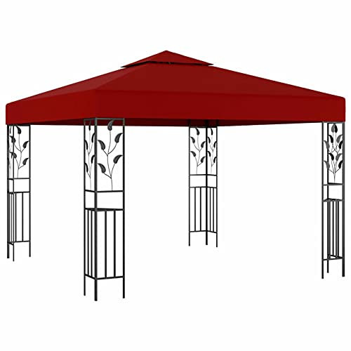 ShGaxin Pavillon, Faltpavillon, Pergola, Partyzelt, Standmarkise, Sonnenzelt, Garten Pavillion, Grillpavillon, 3x3 m Weinrot - 47947