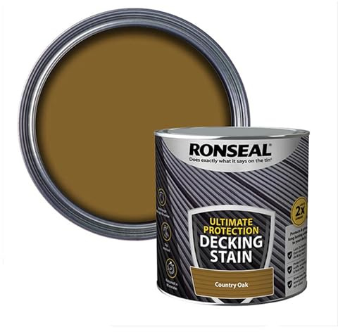 AOC24 - Decking Stain Paint Country Oak 2.5L - Slip Resistant Ultimate Protection - Use On Exterior Hard/Wood Softwood Paint - Protects from Scuffs, Scratches and Foot Traffic
