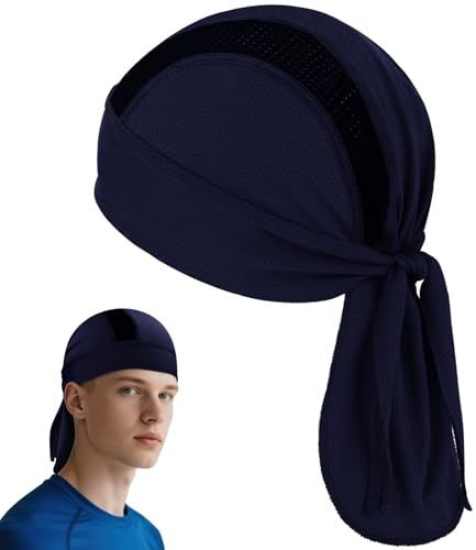 GUIZIYAO Bandana da uomo, Cappello Bandana, Morbida, Traspirante, Elastica, Adatti per Trekking, Bici, Moto (Blu, Taglia unica)