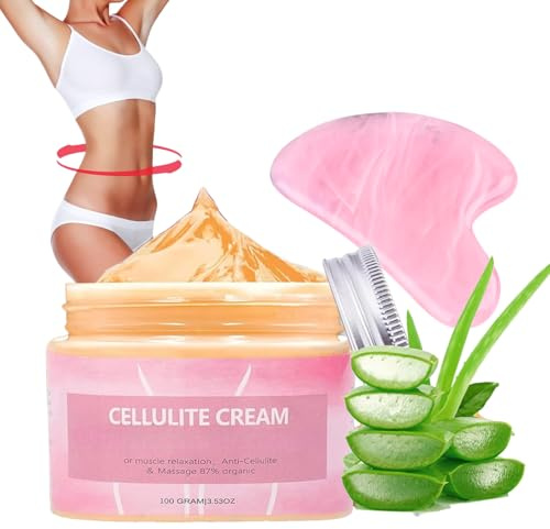 Cellulite Cream,Body Firming Cream,Fa-t Bur-ners for Women Wei-ght Los-s,Skin Tightening Body Lotion with Organic Aloe,Anti-Aging Cellulite Remover for With A Gua Sha Board,100G