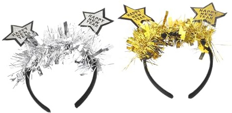 DEARMAMY 2piezas Diadema de Año de Estrella Diadema Bopper Brillante Espumillón Accesorios de Nochevieja para Fiestas de Año y Celebraciones Festivas