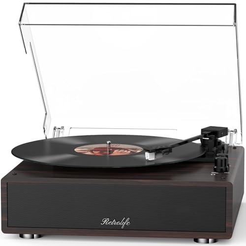 Record Player Built-in Stereo Speakers Vintage Turntable for Vinyl Records Bluetooth Retro LP Phonograph All-in-one High Fidelity AT-3600L MM Cartridge 3 Speed Belt-Driven Phono Audio