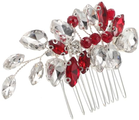 CLISPEED Tocados De Novia Accesorio De Boda Accesorio Nupcial Adorno Para El Pelo De La Boda Paleta De Novias Peine De Cabello Brillante Postizo Metal Rojo