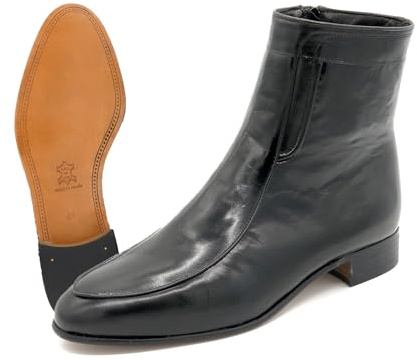 MARTTELY Botas de hombre Zapatos de negocios con suela de cuero Botines con cremallera