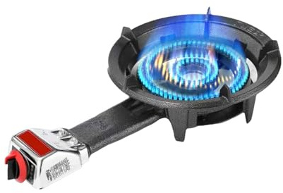 Fornello a gas, ad alta efficienza, fornello a bruciatore singolo, piano cottura a GPL / naturale, resistente con protezione contro le fiamme, per uso domestico e commerciale